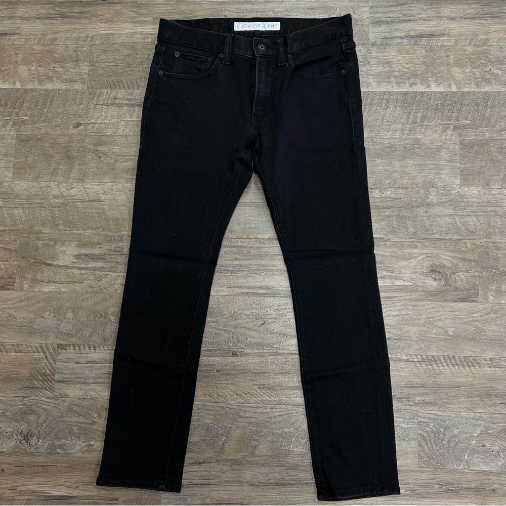 Express Alec Skinny Fit Black Jeans 30 x 30
